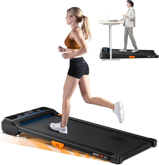 Acezoe Under Desk Treadmill for Home Office, 3 in 1 Walking Treadmill for Home, Portable Walking Running Machine, 265lbs Capacity, 2.5HP Low-Noise, APP/Remote Control