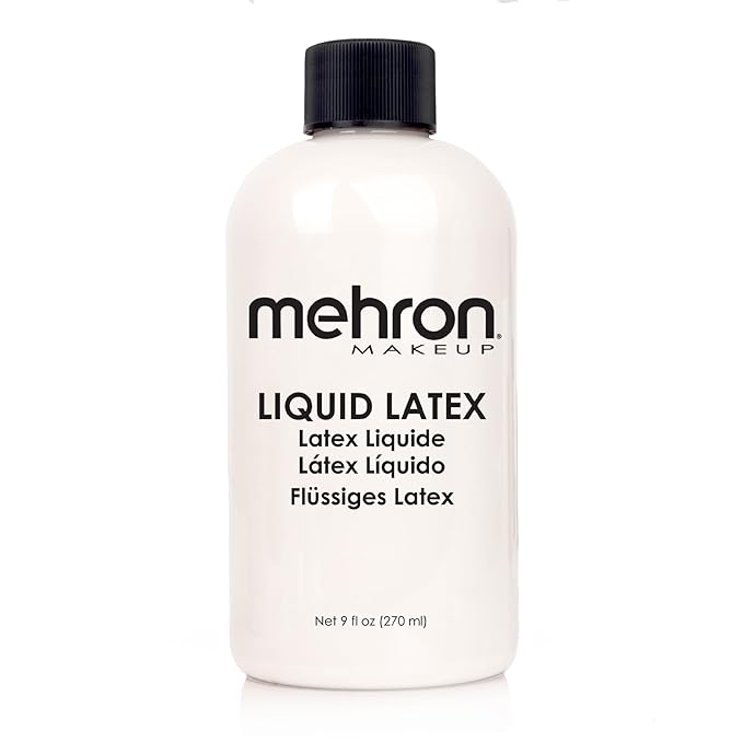 Mehron Makeup Liquid Latex | SFX Makeup | Halloween | Latex Glue for Skin | Prosthetic Glue 9 fl oz (266 ml) (Clear Flesh)