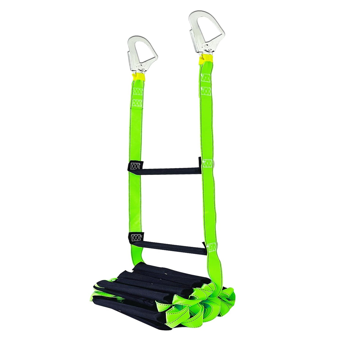 Fire Escape Ladder with 2 Heavy Hooks, 33.1 Feet Emergency Fire Ladder for 3-5 Story Homes, Reusable Safety Rope Ladders for Balcony Railing Treehouse, Green