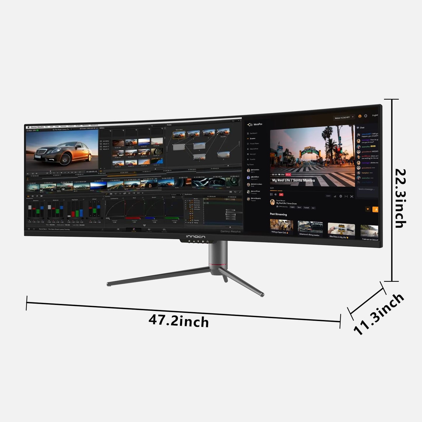 INNOCN Ultrawide 49" Curved 3840 x 1080P 144Hz 32:9 Monitor, Screen Split PIP PBP for Workflow/Gaming, R1800, 99% sRGB, HDR400, USB C, DisplayPort, HDMI, Speakers, Adjustable, Black (HDMI+DP Cable)