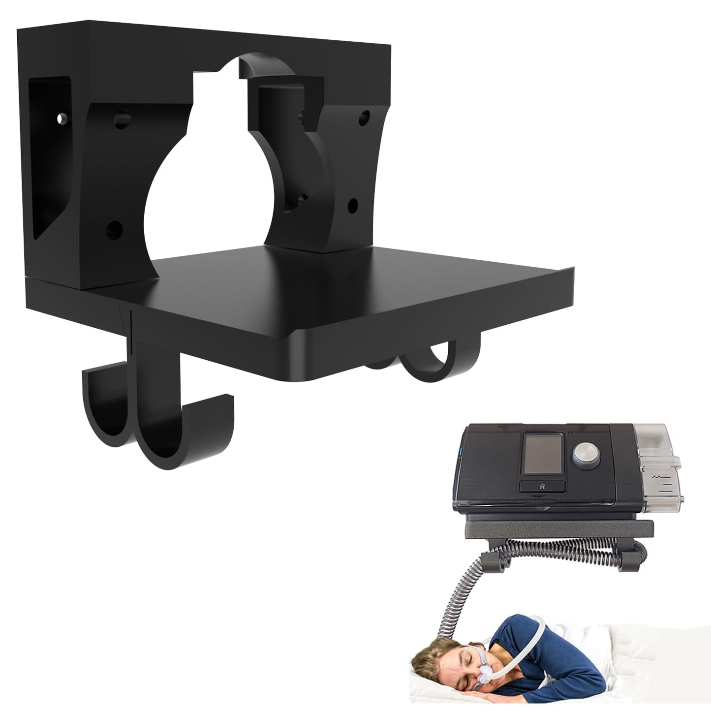 Fuwkeo Wall Mount Shelf for AirSense 10 CPAP Machine – Includes Mask Hook & Hose Hanger – Space-Saving Bedside Organizer, Easy to Install – Durable CPAP Accessory