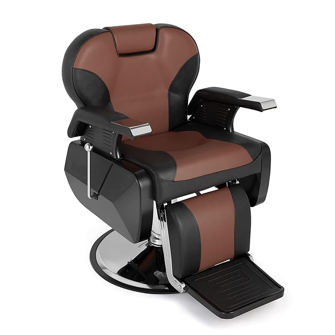 OmySalon All Purpose Hydraulic Barber Chair Heavy Duty, Recline Salon Chair for Hair Stylist Tattoo, Beauty Styling Shampoo Equipment Red & Black