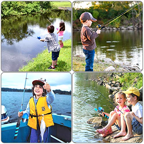 PLUSINNO Kids Fishing Pole, Portable Telescopic Fishing Rod and Reel Combo Kit - with Spincast Fishing Reel Tackle Box for...