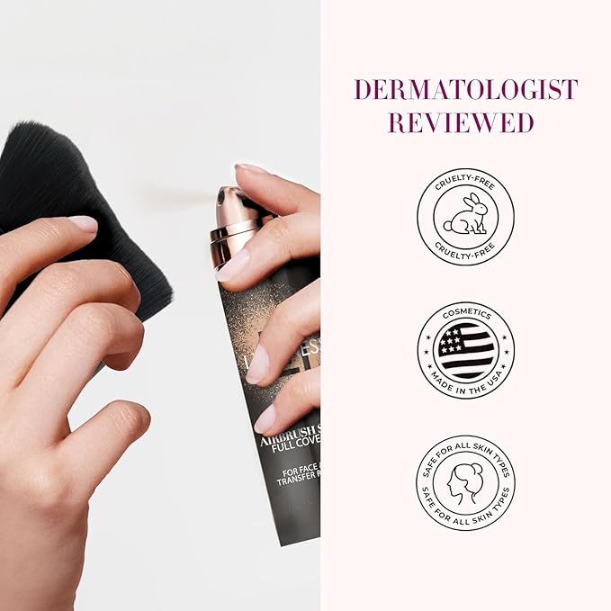LUMINESS Airbrush Body Coverage with Self Tanner Brush - Tattoo Cover Up Makeup - Full Coverage Foundation for Face & Body - Water-Resistant, Long-Wear, Natural Radiant Finish, Light Deep