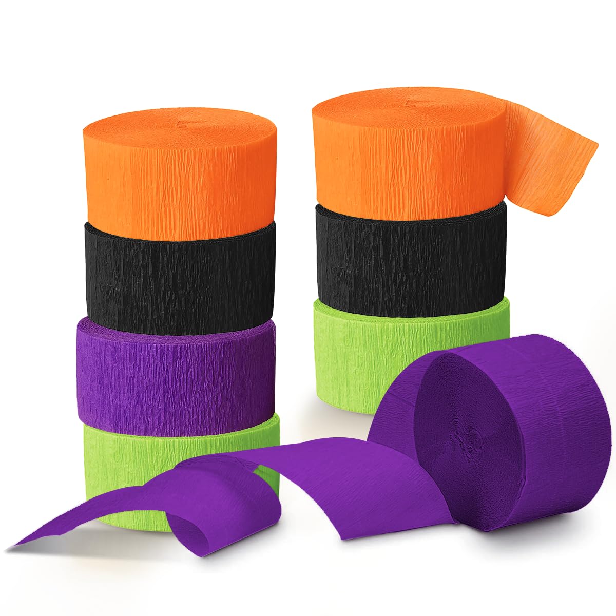 NICROLANDEE Halloween Crepe Paper Streamers - Black & Orange, 82ft Long, 8 Rolls for Halloween Theme Horror Party, Birthday & Home Party Backdrop Decorations