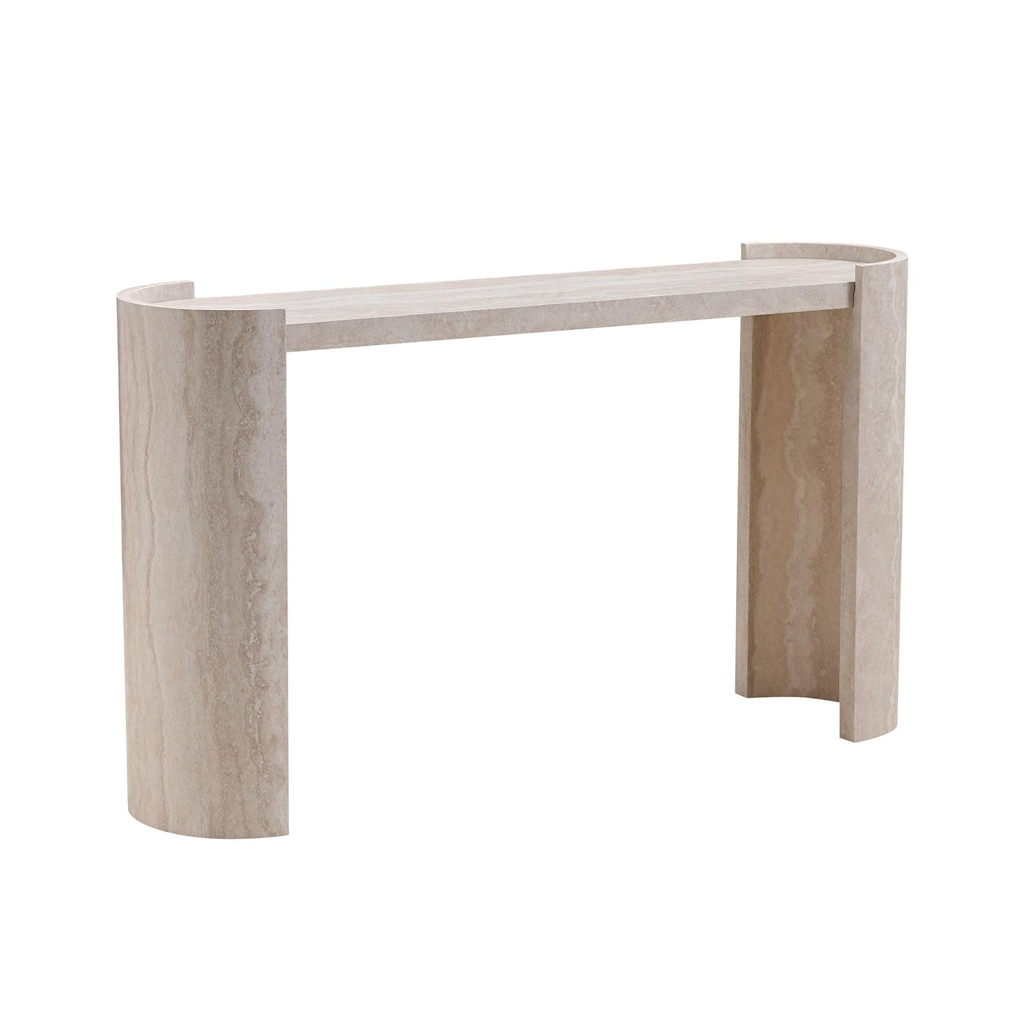 HanStrong 53.15" Faux Marble Pattern Entryway Table - Modern Narrow Console Table for Living Room and Hallway,Beige