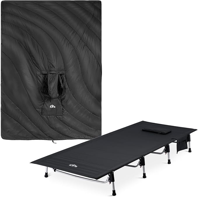iClimb 1 Hooded 3M Thinsulate Insulation Warm Blanket and 1 Super Easy Assemble Cot, Ultralight Compact for Adults Outdoor...