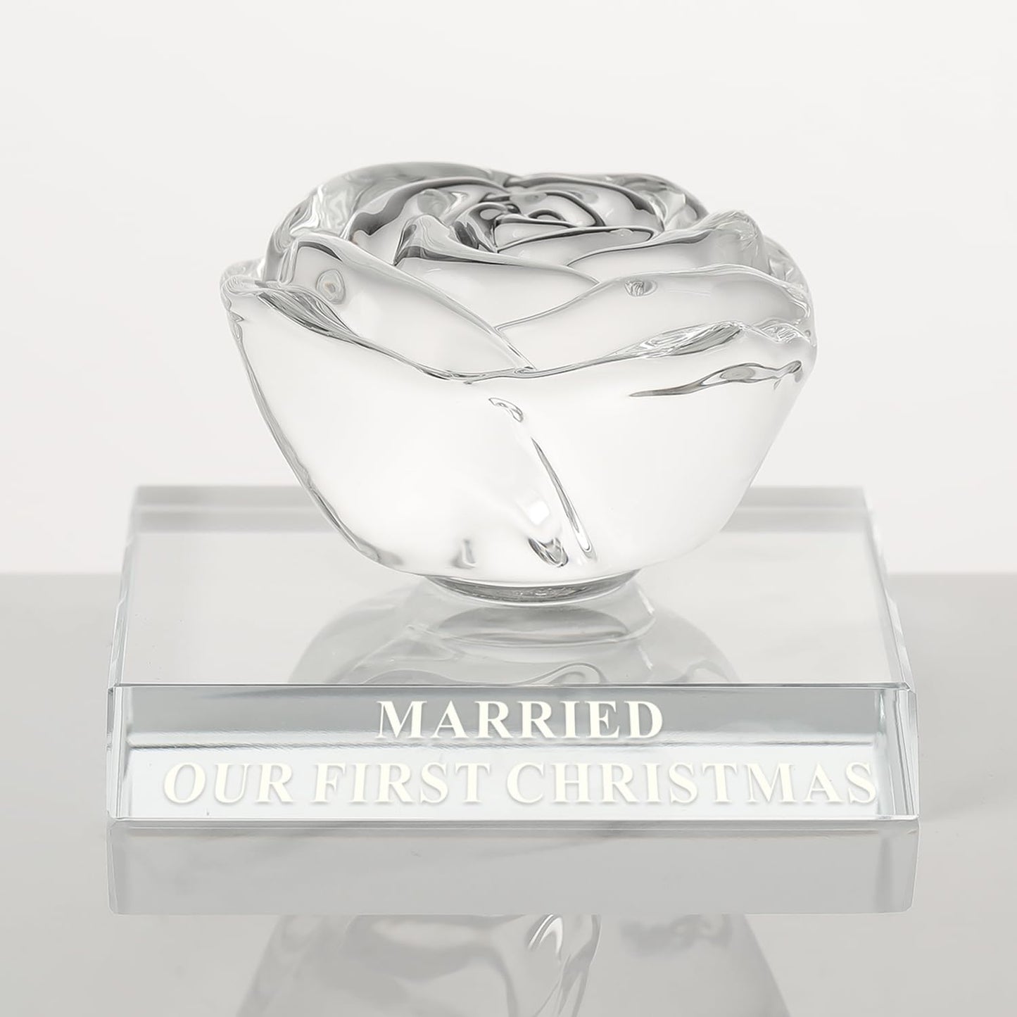 JOASURA Christmas Wedding Gifts for Couples-Crystal Rose, Mr & Mrs Wedding Gift, Best Decoration Memorial Gift for Bride & Groom (Our First Christmas Married）