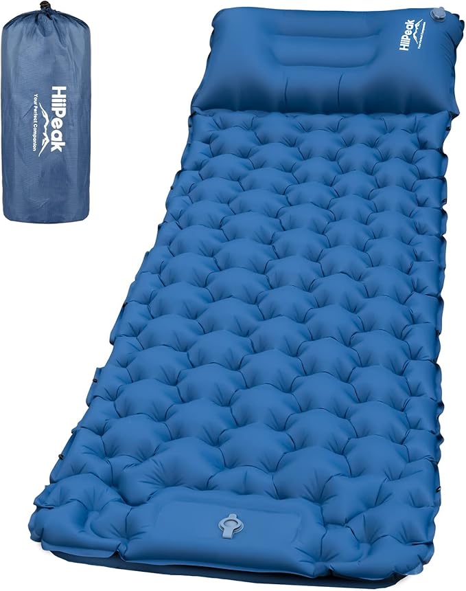HiiPeak Sleeping Pad - Ultralight Inflatable Sleeping Mat with Built-in Foot Pump, Durable Compact Waterproof Camping Air ...