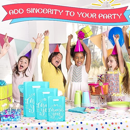 MJOGGOTT 300 Pieces Thank You Merchandise Bags, 3 Size Thank You Gift Bags with Handles, Plastic Bag for Small Business, B...