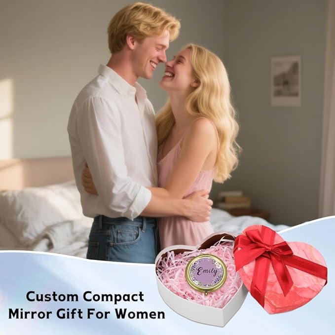 Eunigem Personalized Compact Mirror for Women-Custom Mirror Gifts for Bridesmaid,Wedding,Birthday,Mom,Friend,Wife,Christian