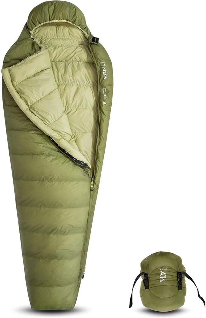 스폰서 광고 - ATEPA Down Sleeping Bag for Adults, 700FP Recycled 15D Nylon Shell 35°F 45°F Mummy Cold Weather Ultralight 3 Seas...