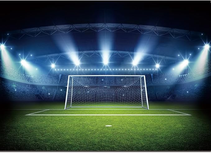 Football Photography Backdrop Soccer Pitch Stadium Light Photo Background Boys Sports Theme Happy Birthday Party Banner De...