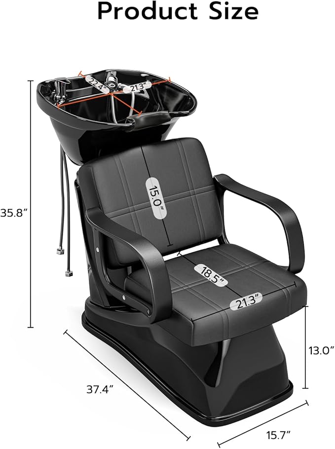 SyyBhb Shampoo Chair and Bowl for Salon, Backwash Station Sink with Tilting ABS Bowl, Barbershop Equipment