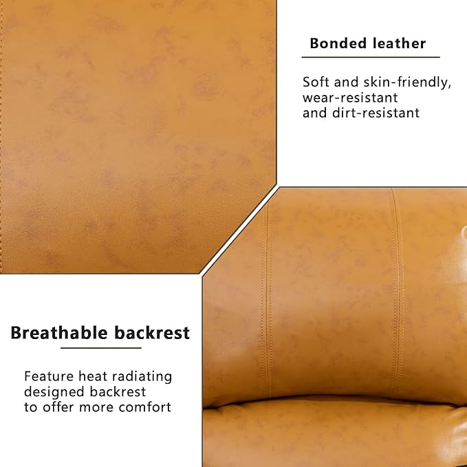 A Ainehome Living Room Furniture Set Leather Recliner Sofa Set Loveseat Chair Furniture Sofa Set for Living Room/Small Space/Rv/House/Office/Theater Seating (A-Ginger Leather, Sofa+Chairs)