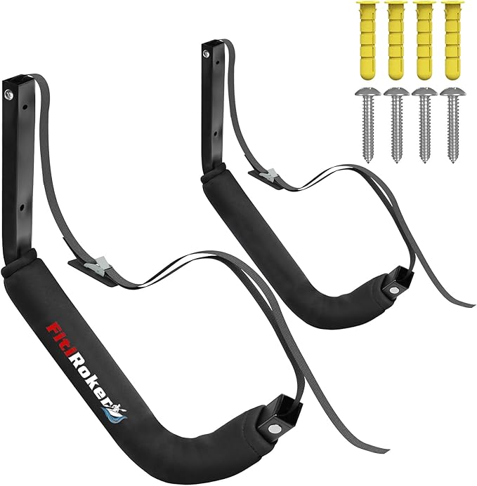 FitiRoker Kayak Storage Rack – 100LB Wall Mounted Kayak Wall Mount with Oxford Cover & Foam Protection | Kayak Rack for Ga...