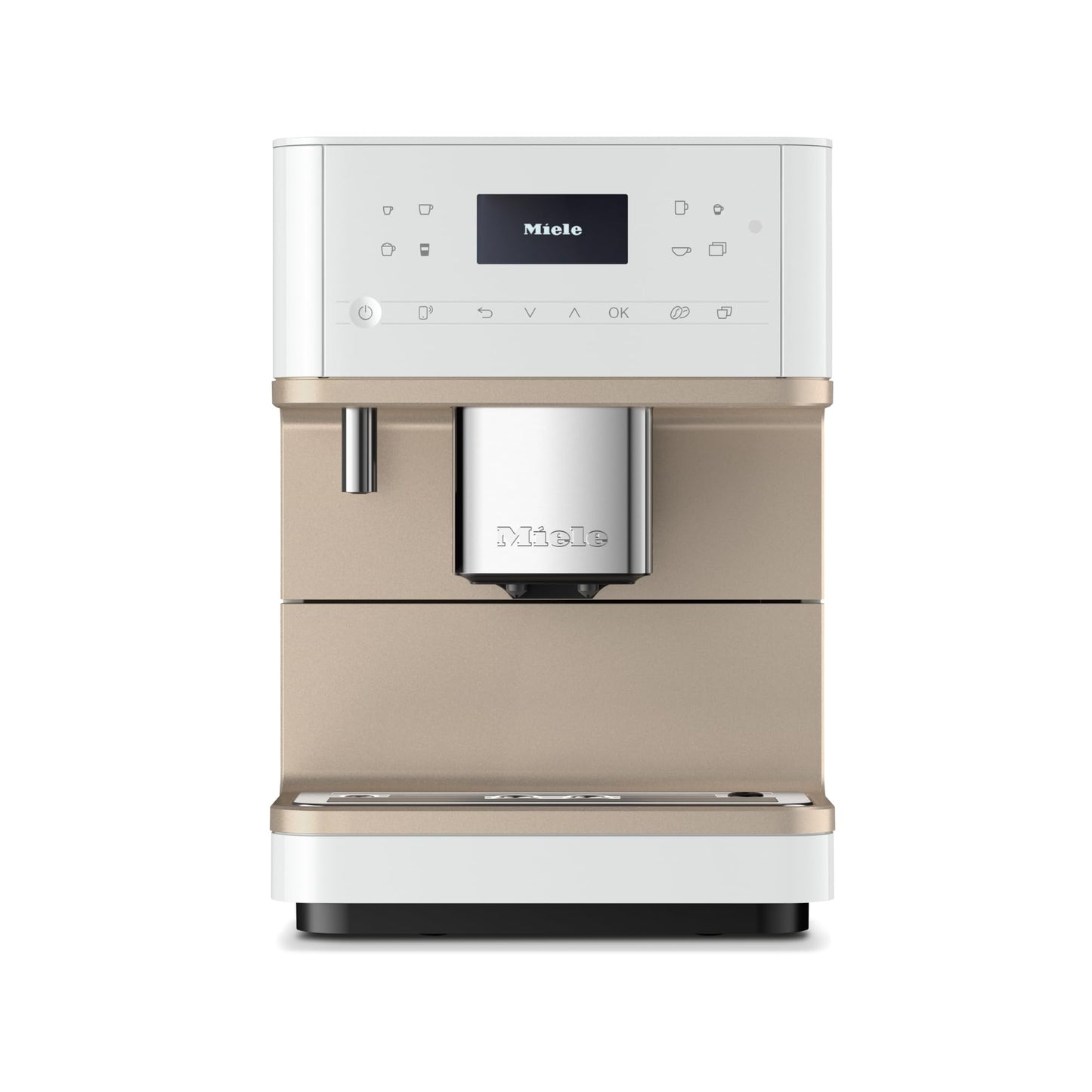 Miele CM 6360 MilkPerfection Automatic Coffee Machine - OneTouch for Two, AromaticSystem, 8 individual profiles, DoubleShot, WiFi-compatible, LED lighting, in Lotus White CleanSteel Metallic