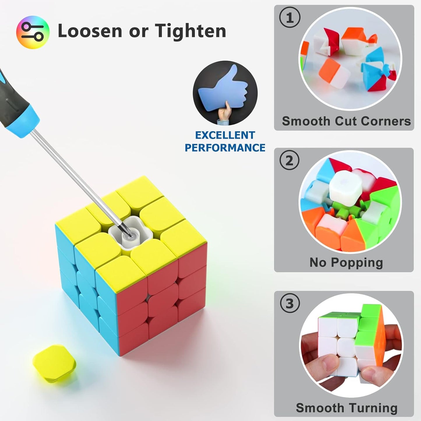 Full Size 3x3x3 Speed Cube Set, 2.2in Puzzle Party Favors Toy Stickerless Magic Cube Set, School Classroom Prize for Students, Birthday Party Stocking Stuffers Gifts for Kids Teens Adults(20 Pack)