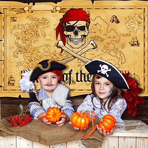 Breling Pirate Party Backdrop Pirate Treasure Map Background Nautical Theme Wall Hanging Map Banner Decoration for Kids Bi...