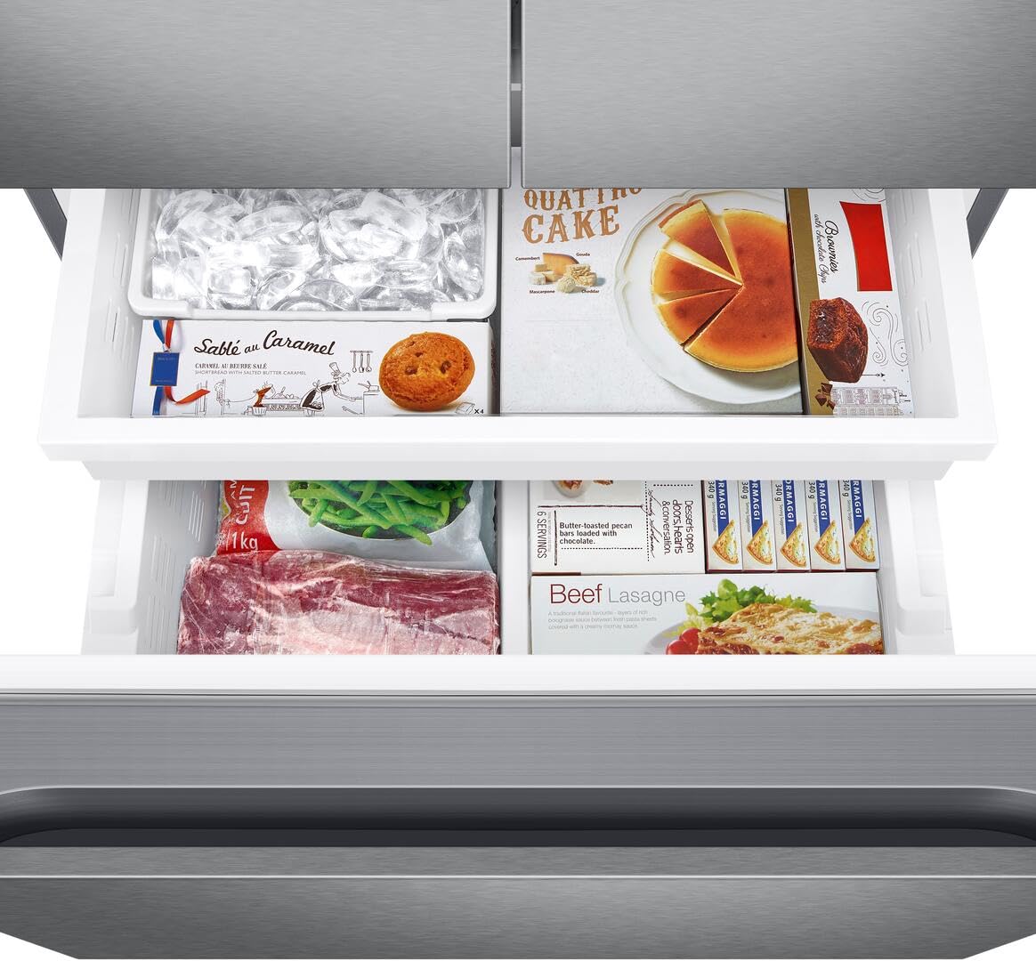 Samsung 22 cu. ft. Smart 3-Door French Door Refrigerator with External Water Dispenser, Stainless Steel, RF22A4221SR/AA
