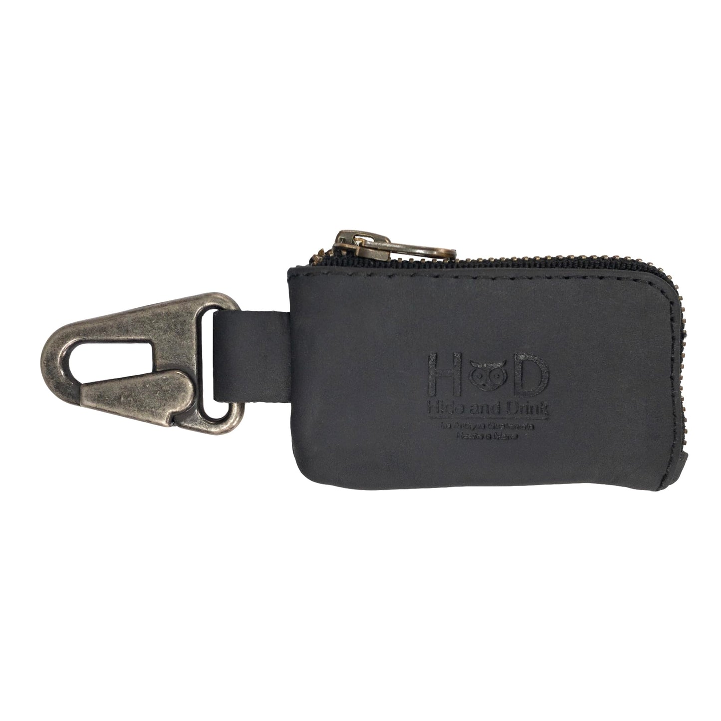 Hide & Drink, Car Key Holder With Keyring, Headphone & Charging Cables, Cash Zipper Case With Clasp, Full Grain Leather, Handmad