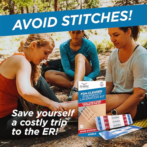 Clozex Complete Emergency Laceration Kit - Repair Wounds Without Stitches, FSA HSA Eligible Skin Clean Cover Closure Devic...