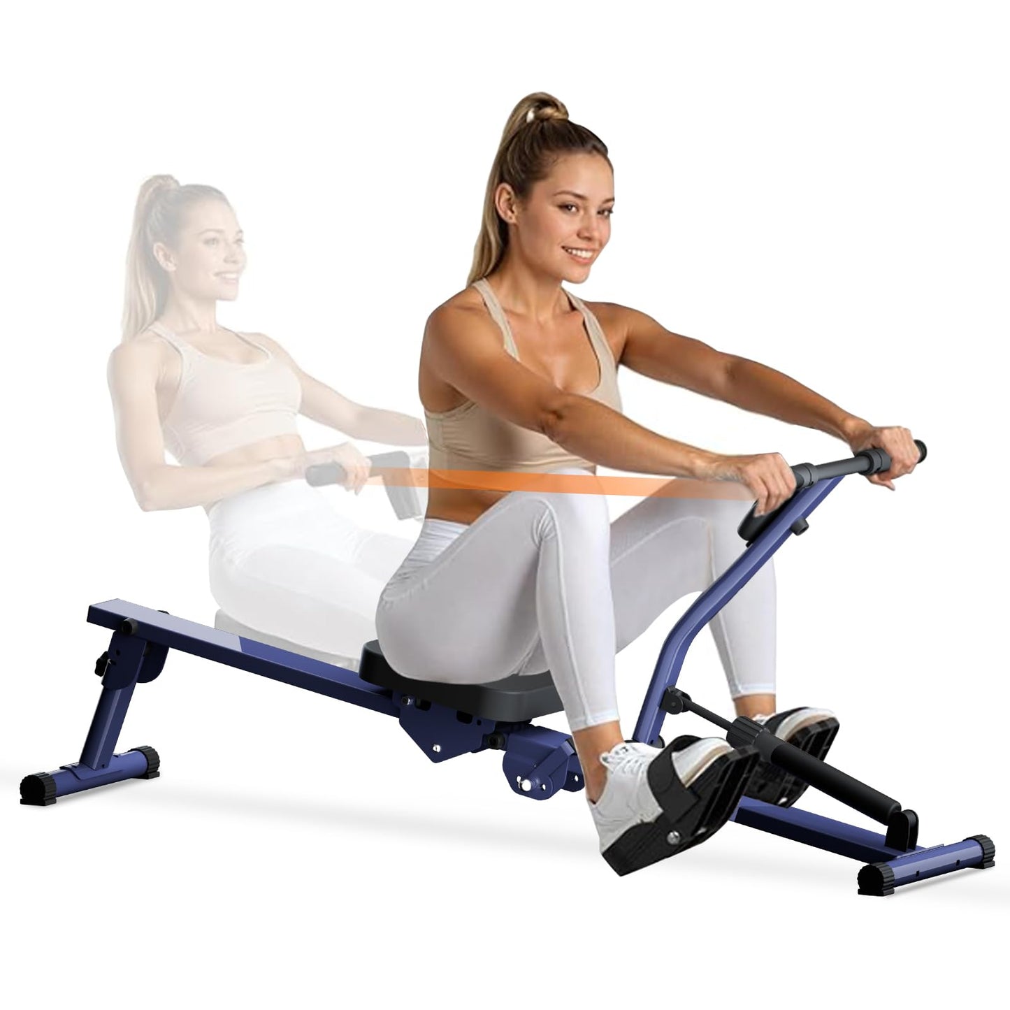 Rowing Machines for Home, Hydraulic Rower Compact Foldable, 300LBS Weight Capacity with 12 Levels Adjustable Resistance for Full-Body Cardio Workouts