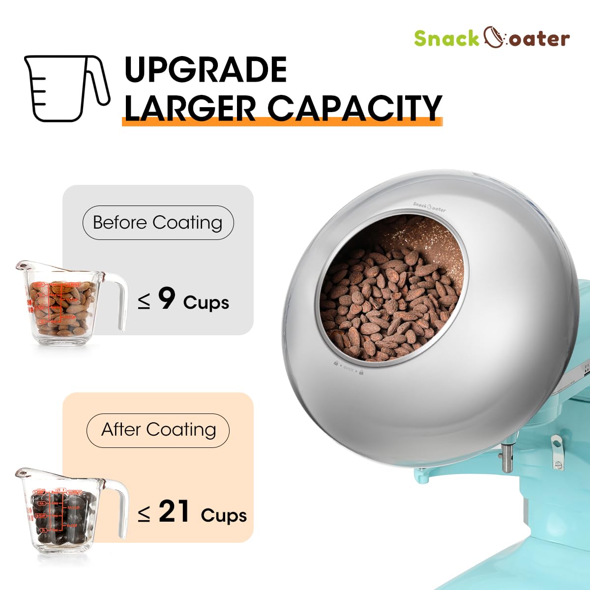 Aieve Snack Coater Compatible with KitchenAid Bowl-Lift Stand Mixer, Chocolate Coating Attachment for Freeze-Dried Strawberries,Almonds, Pistachios & Nuts, Home & Commercial Use, Gift for Father's Day