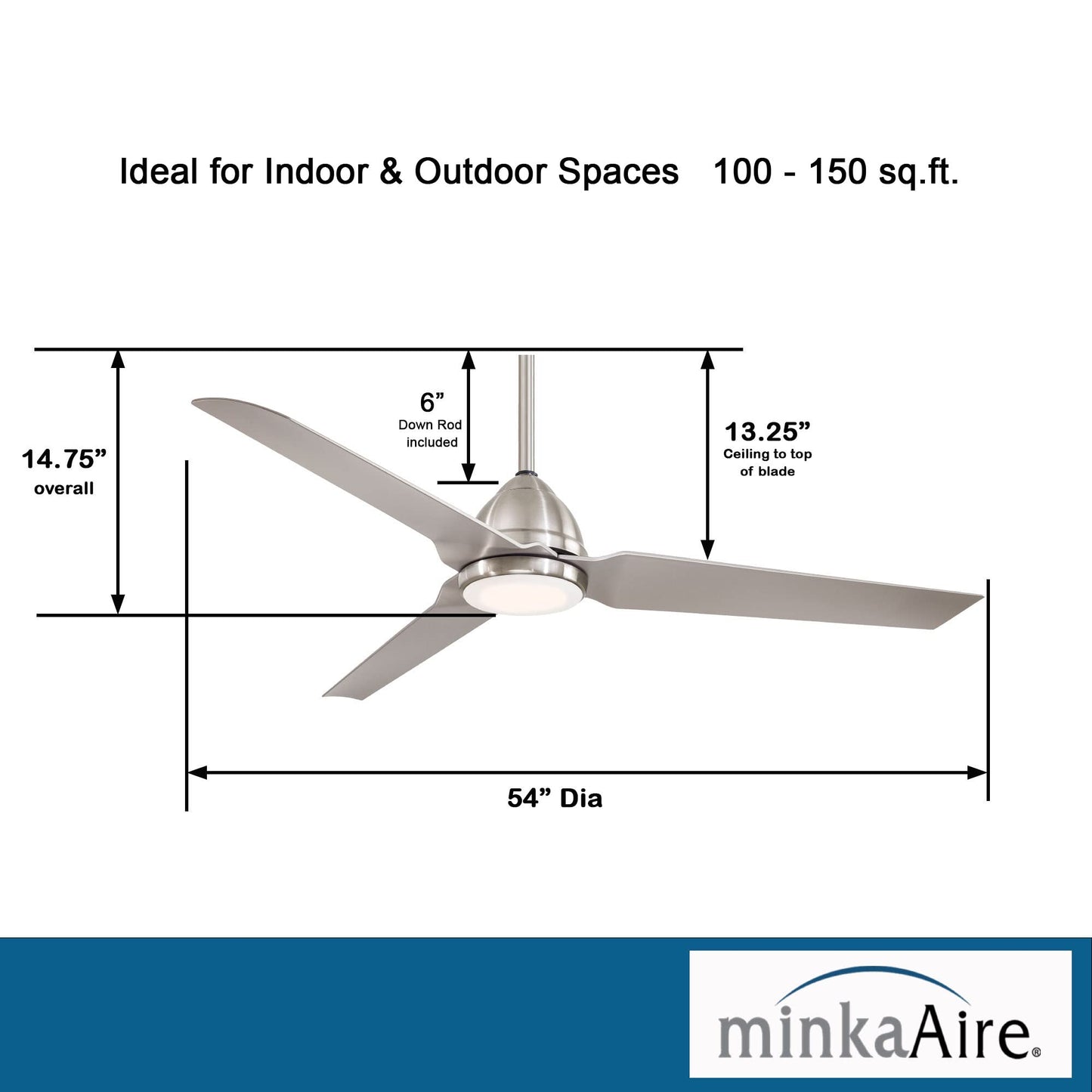 Minka Aire F753L-Bnw 54In Java Led Outdoor Ceiling Fan