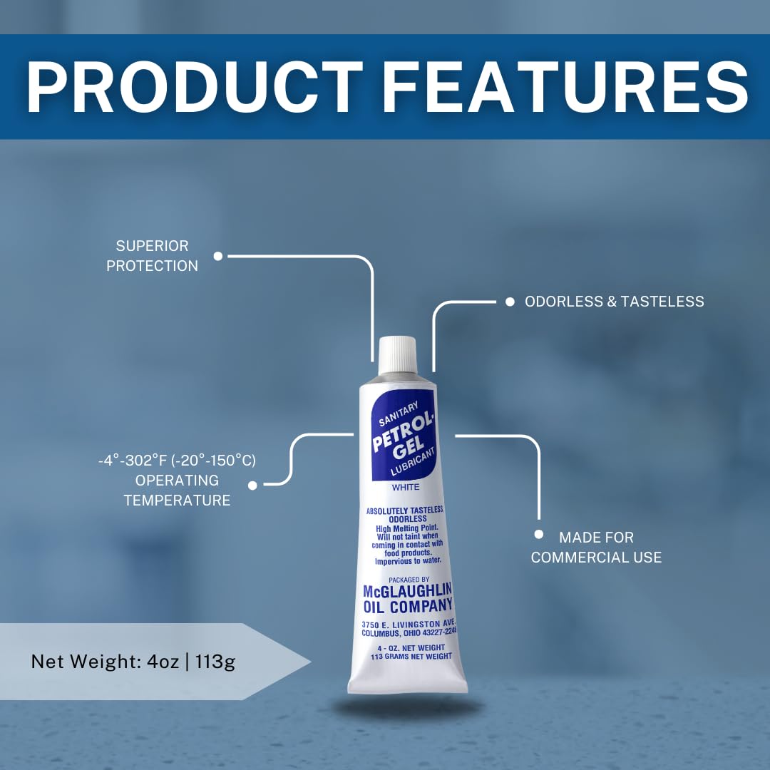Petrol-Gel Food Grade Equipment Lubricant NSF - Premium Mineral Oil for Food Grade Grease Applications, Commercial Multipurpose - Pack of 2