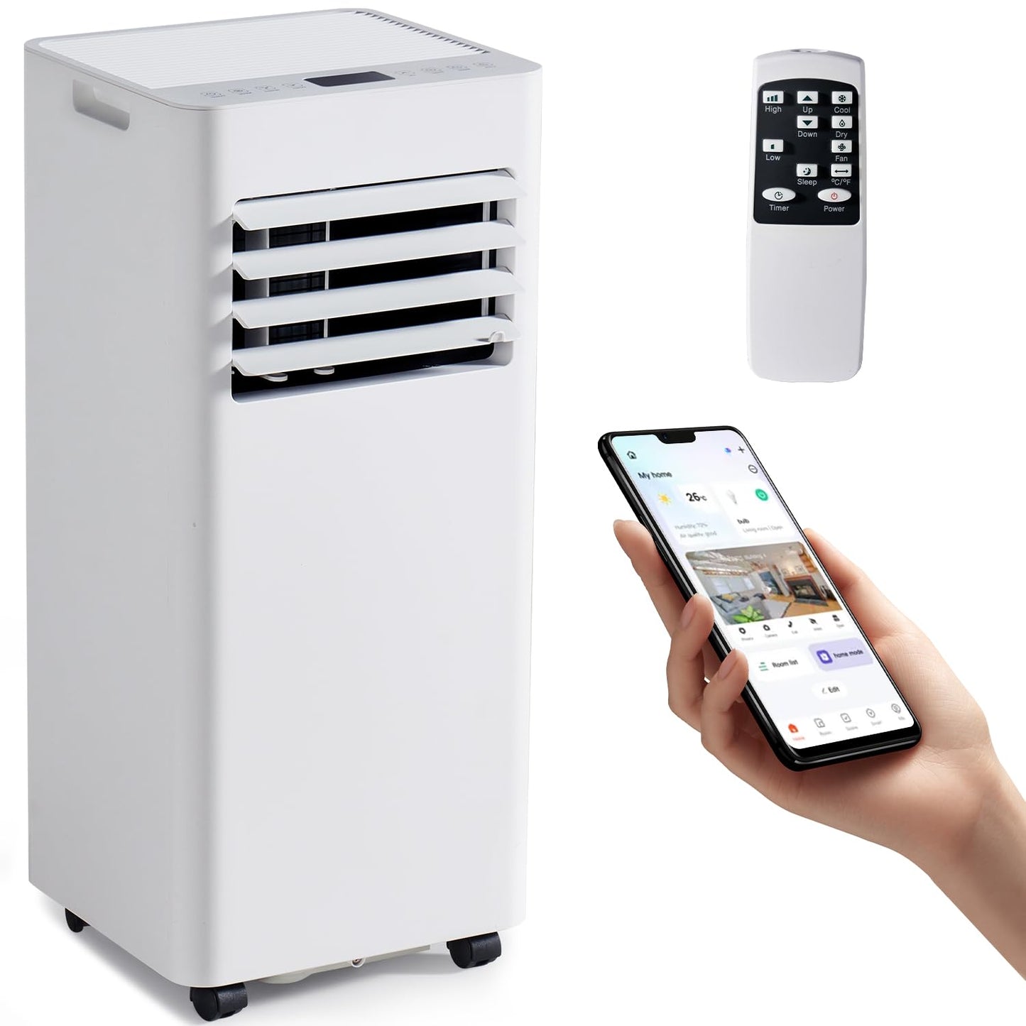Aoxun 10000 Btu Portable Air Conditioners, Wifi App Smart Control, 4-In-1 Ac Unit, Fast Cooling, Dehumidifier, Fan & 24H Timer Q