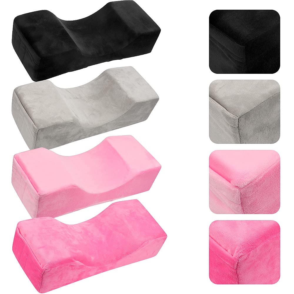 Mekupeu Eyelash Extension Velvet Lash Pillow Beauty Salon Memory Foam Neck Pillow for Lash Extension Grafting Make Up(Gray)