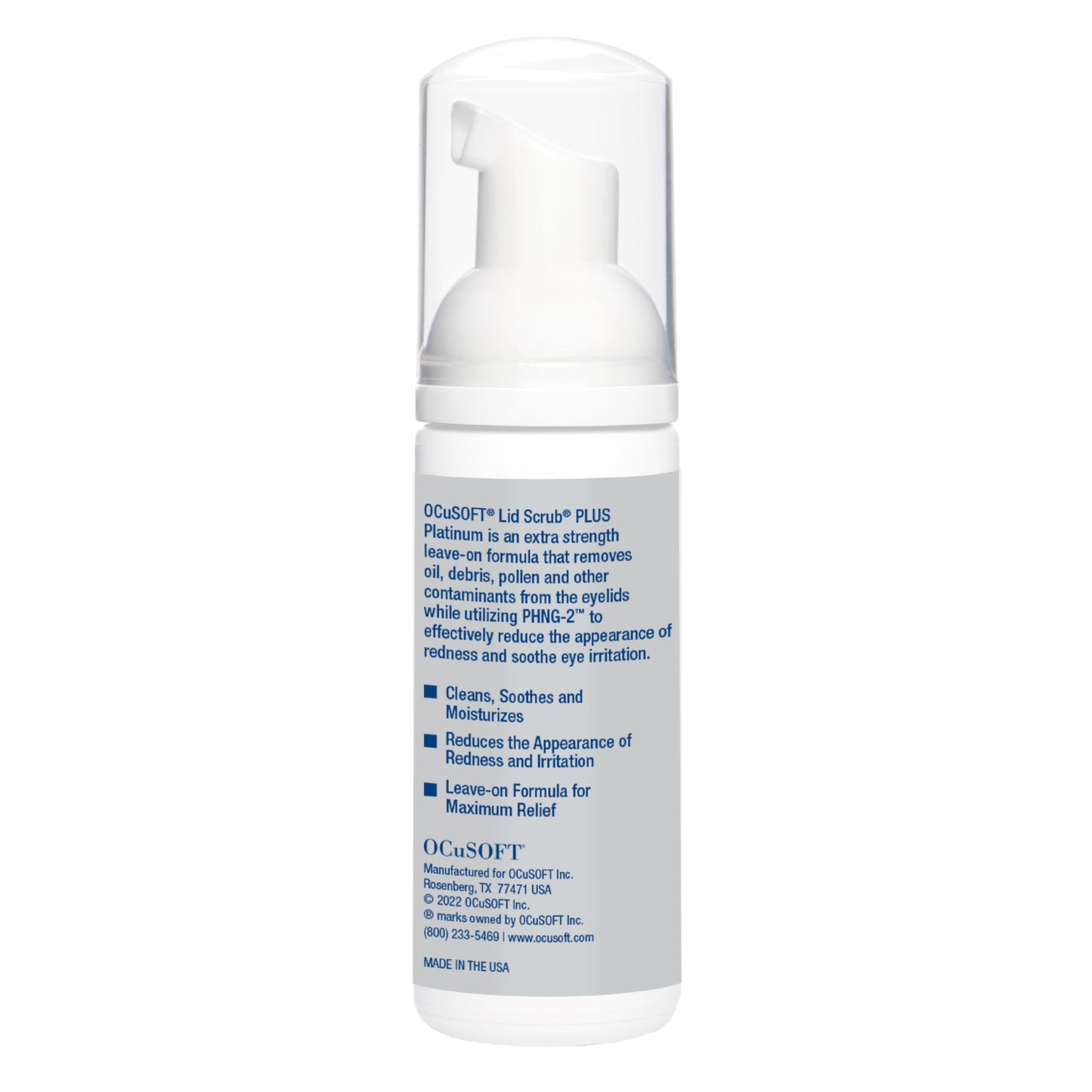 OCuSOFT Lid Scrub PLUS Platinum Extra Strength Foaming Eyelid Cleanser - Leave-On Eyelid & Eyelash Cleanser with Phytosphingosin