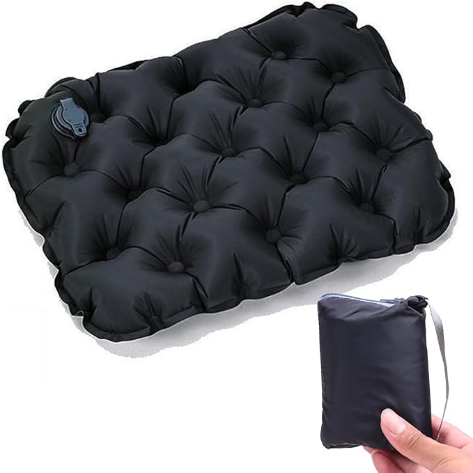 Bzhouyy Inflatable Seat Cushion,16 Inh Portable Lightweight Waterproof Stadium Seat Pad, Inflatable Seat Cushion for Air Travel,Hiking, Office, Car, for Pressure Relief No Pump Needed