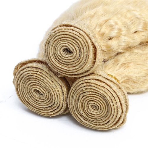 Blonde Bundles Human Hair 613 Kinky Curly Bundles 14 16 18 Inch Grade 8A Brazilian Virgin Hair Extensions Blonde Curly Bundle