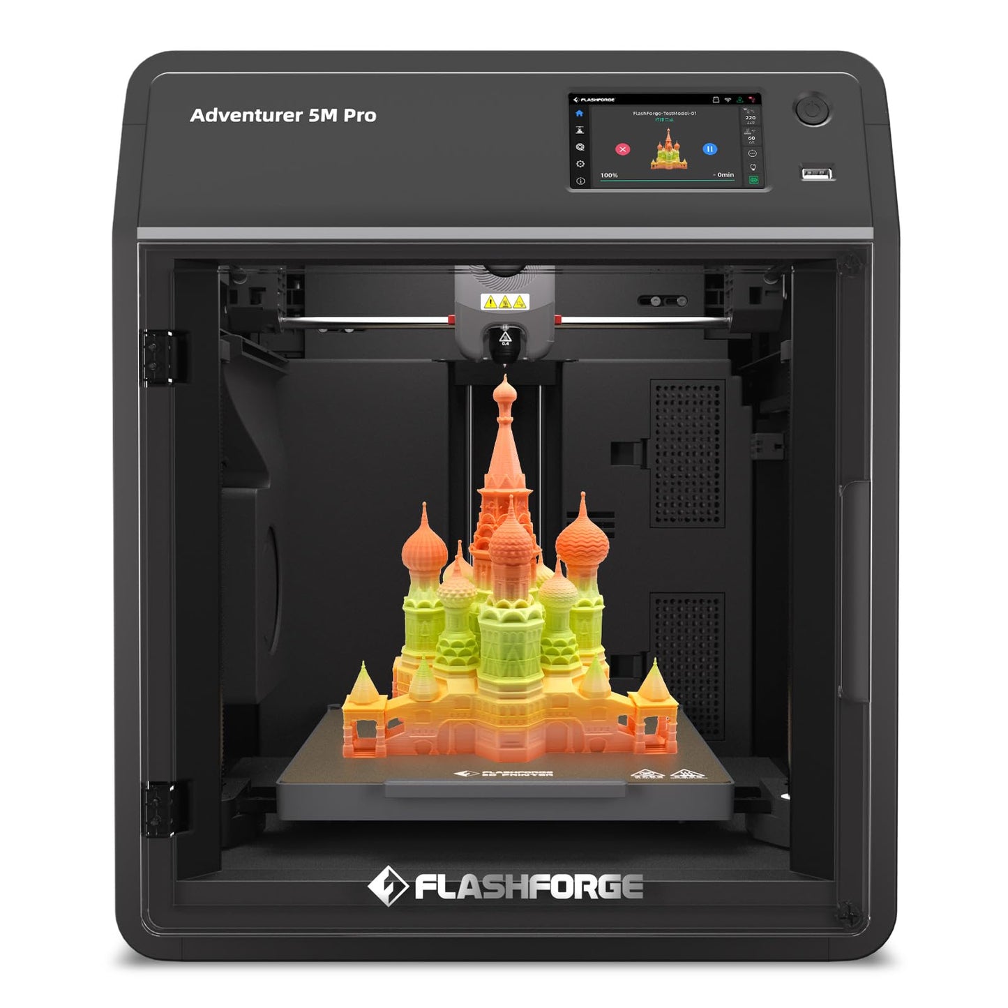 Flashforge Adventurer 5M Pro 3D Printer: 600mm/s High-Speed Printing, Auto Bed Leveling, Quick-Release Nozzle, Removable PEI Plate & Dual Filtration System, 8.7"x8.7"x8.7" Build Volume