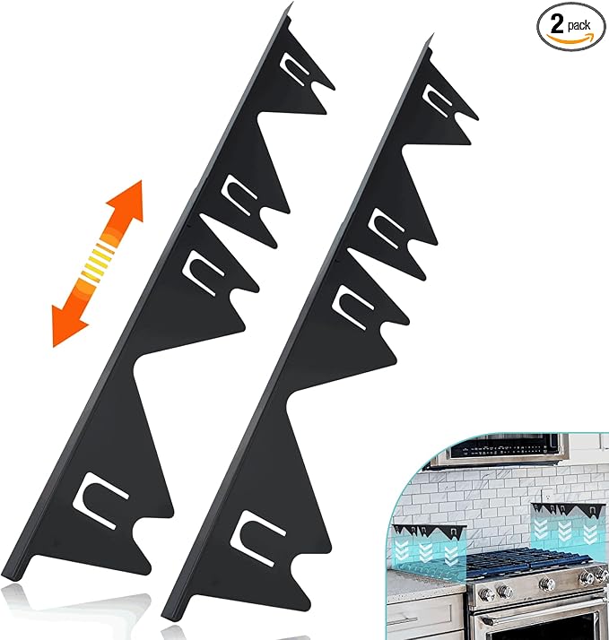 Stove Gap Covers Stainless Steel, 2 Pack Stove Gap Filler Easy Retractable Length 13.8" to 27.5", Width 0.79" ALMCALS Stov...