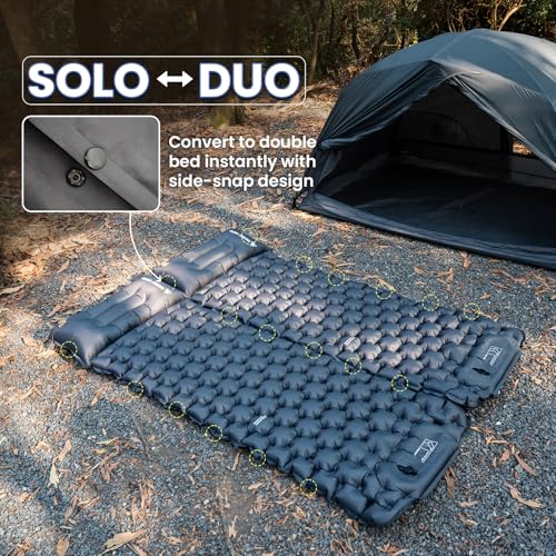 ONETIGRIS Blackcrystal Sleeping Pad, Ultralight Camping Sleeping Pad with Pillow Built-in Foot Pump Inflatable Sleeping Ma...