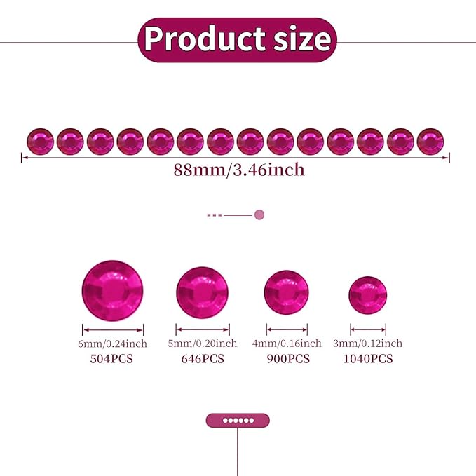 3090PCS Face Gems Eye Jewels Rhinestones Crystals Stickers 3/4/5/6mm with Rose Rhinestones Stickers for Body, Stick on Jewels Makeup Glue for Face Eye Hair Nails Make up and Craft Decor