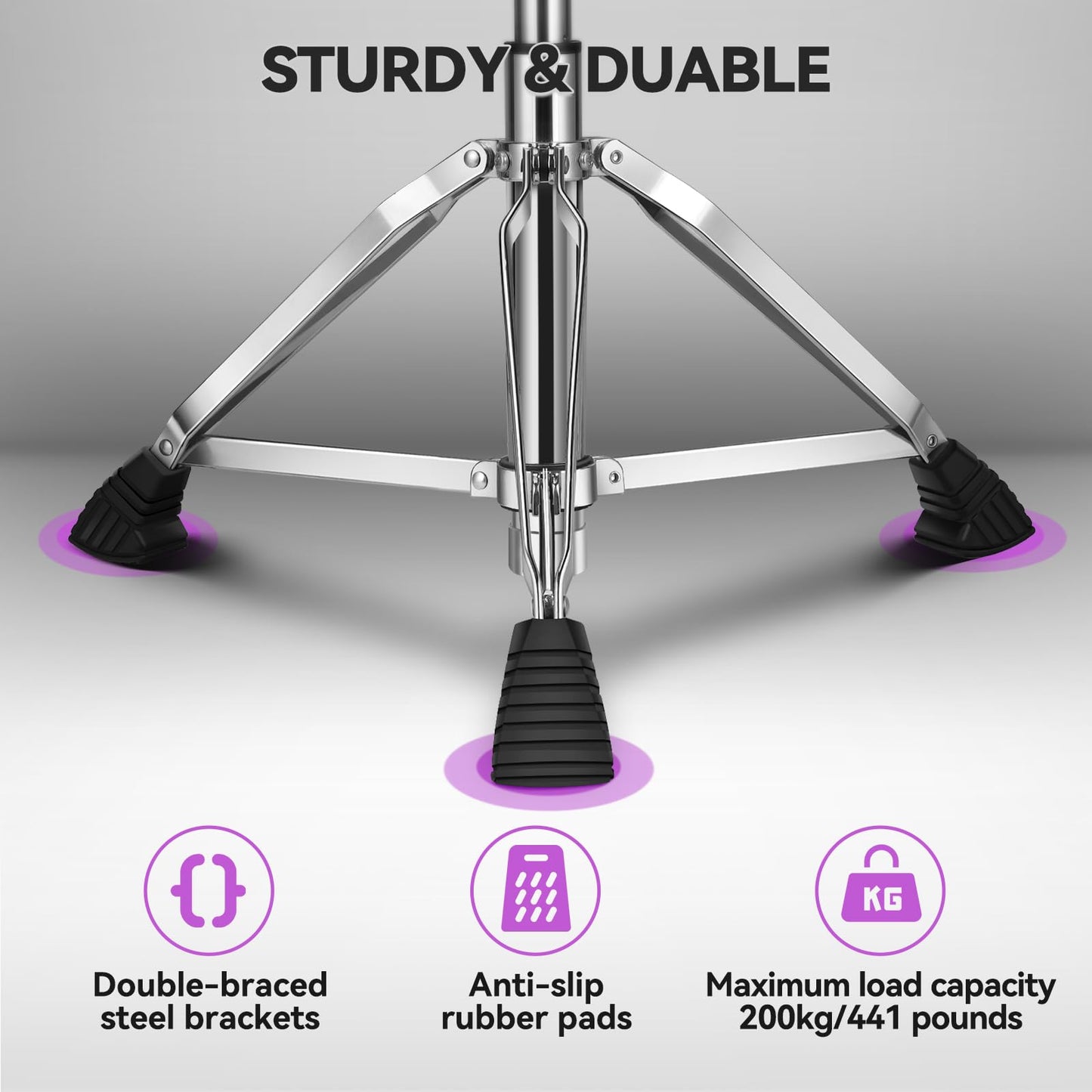 Augioth Hydraulic Drum Throne With 4 Memory Foam Seat (18-22 Height Adjustable) - Upgraded Tripod Base Supports 500Lbs, Breathab