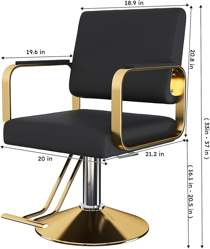 Heavy Duty Barber Chair for Hair Stylist,Professional Reclining Hair Salon Seat,Adjustable Seat Height 34-40" Barber Beauty Shampoo Barbering Equipment for Hair Stylist Spa