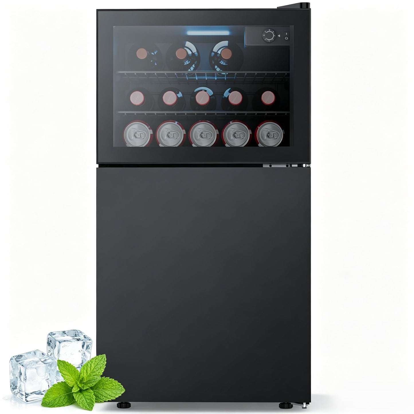 Electactic 2.6 Cu.Ft Mini Fridge with Freezer, 2 Door Compact Refrigerator, Freestanding Beverage Wine Cooler for Bedroom, Office, Home, Reversible Door, Adjustable Thermostat,Black