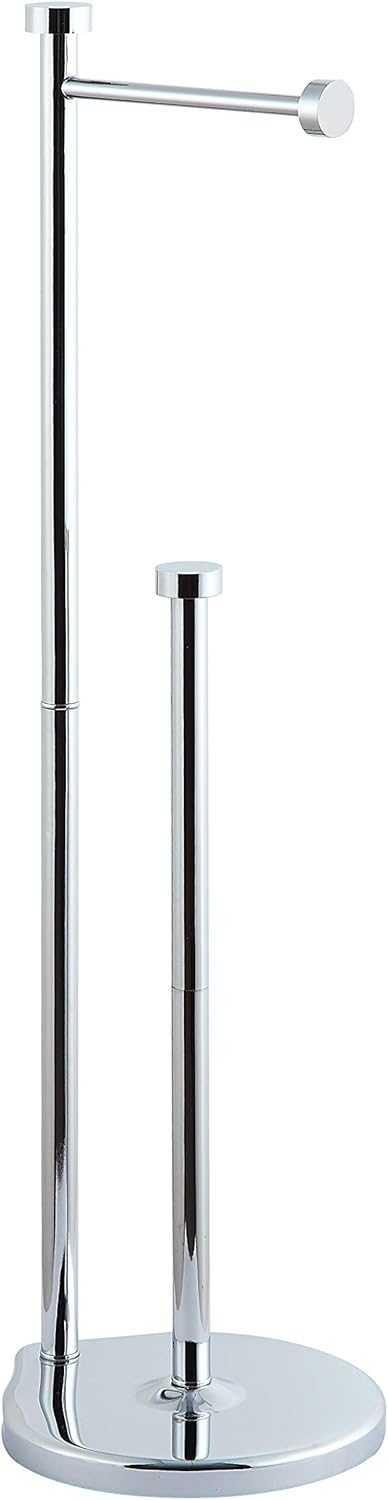 SunnyPoint Free Standing Bathroom Toilet Paper Holder Stand with Reserve, Reserve Area has Enough Space for Jumbo Roll (Chrome)