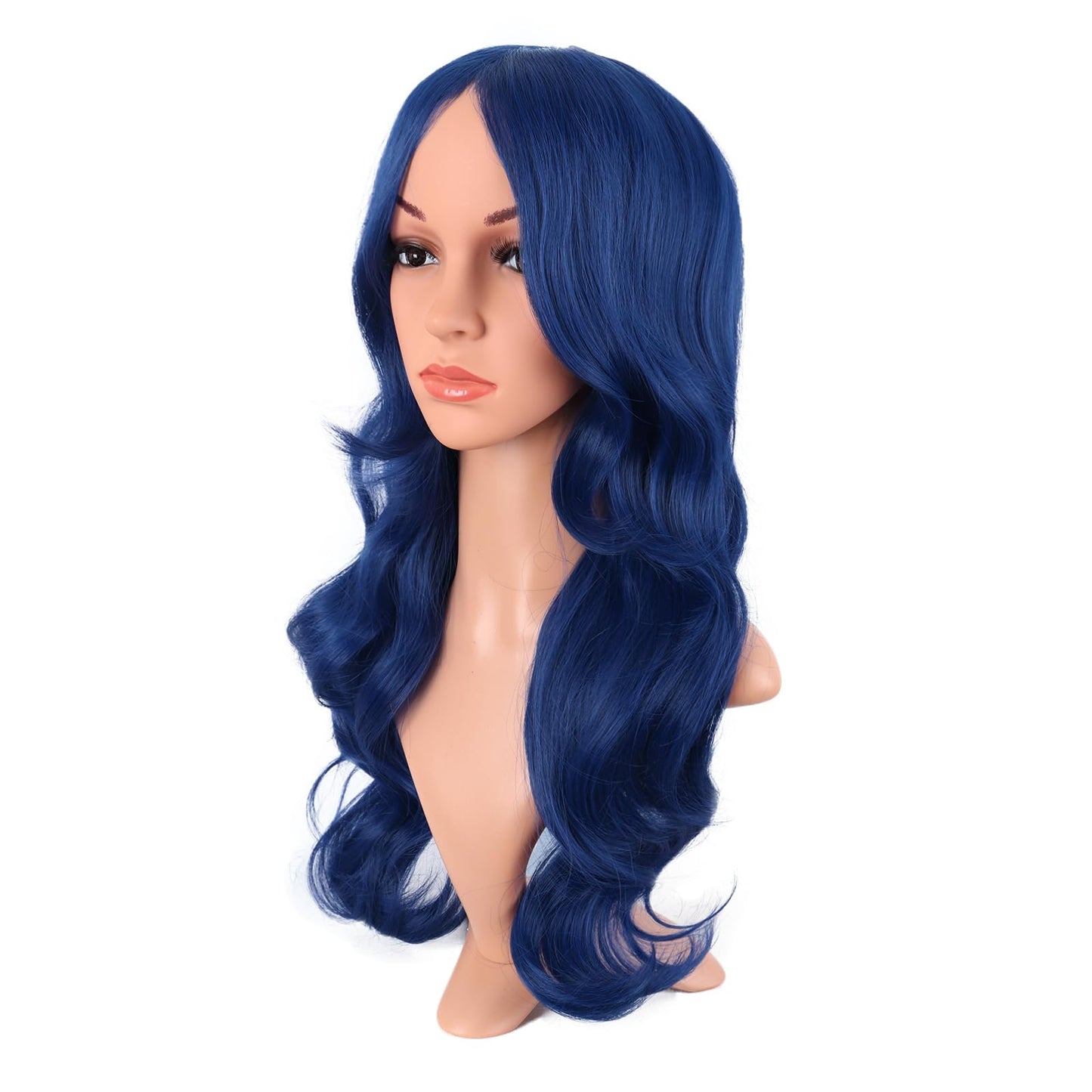 MapofBeauty 24 Inch/60 cm Charming Synthetic Long Wavy Side Bangs Women Party Anime Cosplay Wig (Mixed Blue)