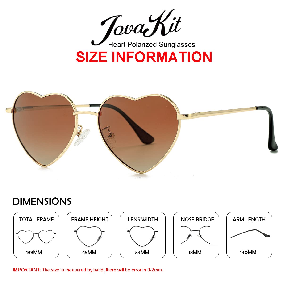 Polarized Heart Sunglasses for Women Fashion Lovely Style Metal Frame UV400 Protection Lens (Gold/Gradient Brown)