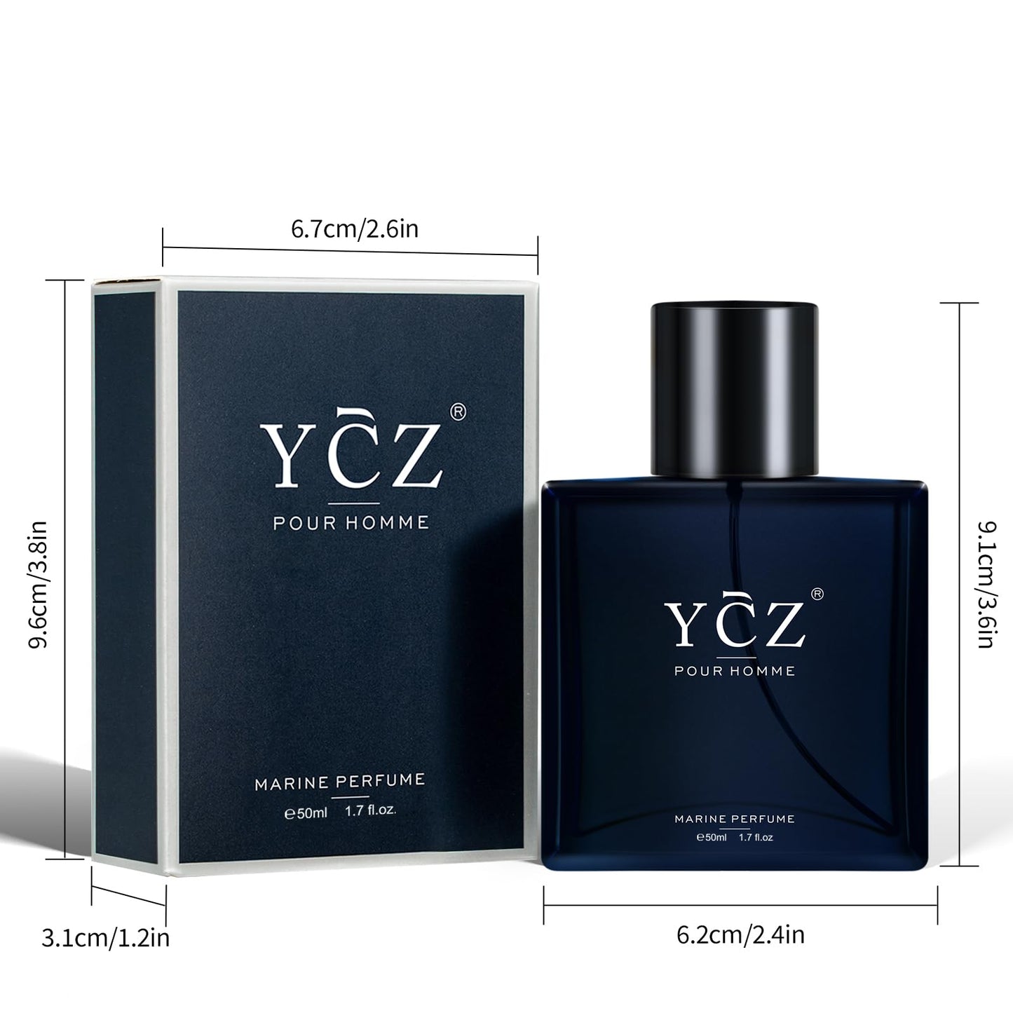 Ycz Midnight Marine Perfume for Men, 1.7 oz. Refreshing & Warm Masculine Scent for Daily Use Men's Casual Cologne Smell Fresh All Day A Gift for Any Occasion