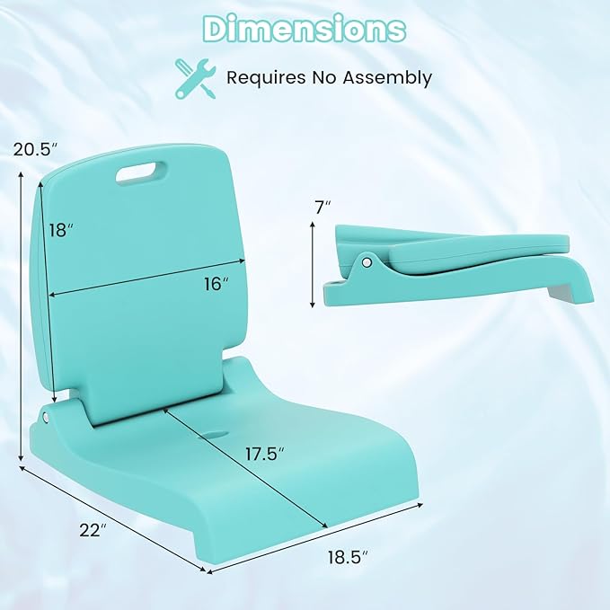 Goplus Poolside Chair for Edge of Pool, Foldable Portable Flip Seat w/Back Support & 2 Handles, Lightweight Outdoor Camping Chair for Stadium, Tailgating, Fishing, Boats, Beach (Mint Green, 2 Packs)