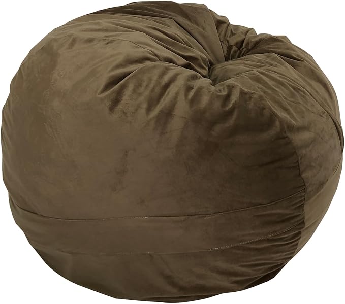 YuppieLife Large Foam Filled Bean Bag Chairs for Kids Teenagers Adults Living Room Gaming Relaxing 4F Machine Washable Lazy Sofa（Brown