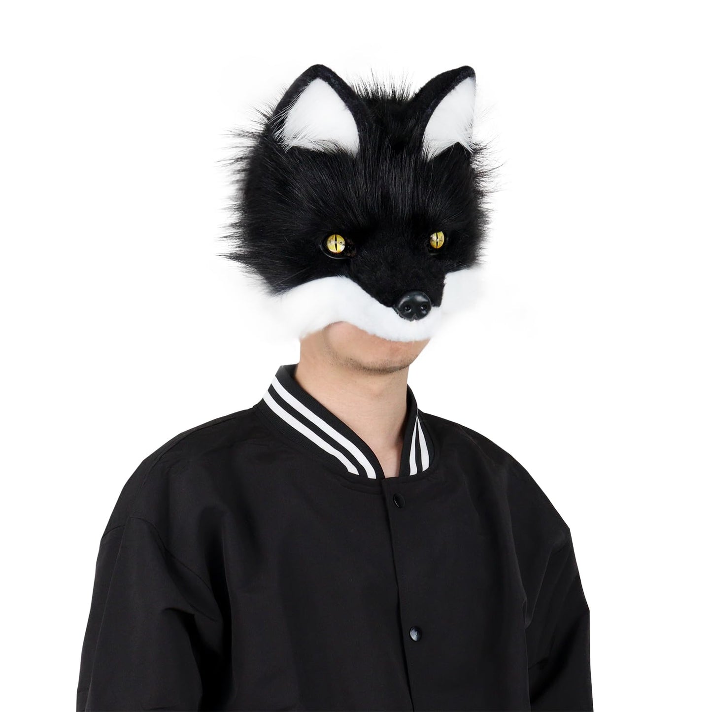HAOAN Plush Faux Fur Therian Dog Wolf Mask Paw Gloves Fox Tail Set Halloween Cosplay Costume Accessories