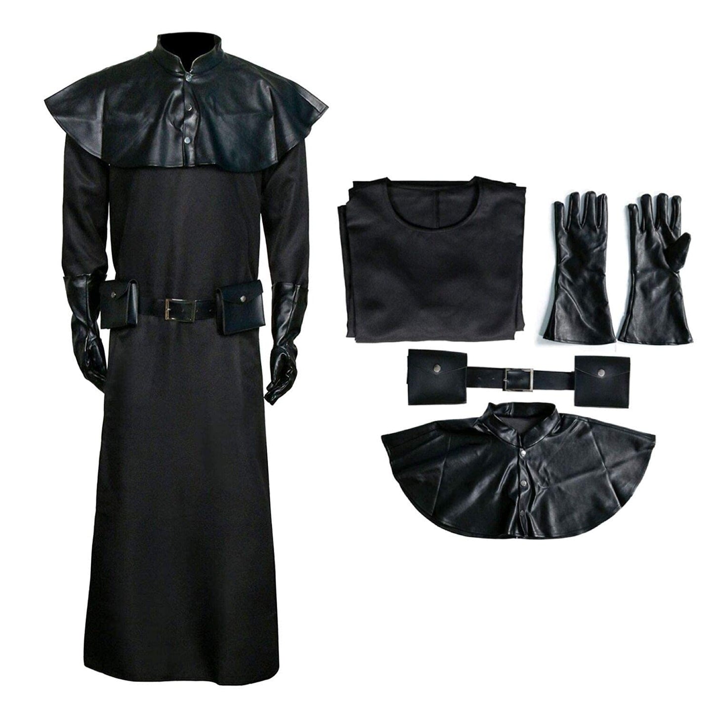 FirstCos Plague Doctor Costume for Adults Halloween Clothing Black Cloak Steampunk Fancy Dress Renaissance Priest Outift